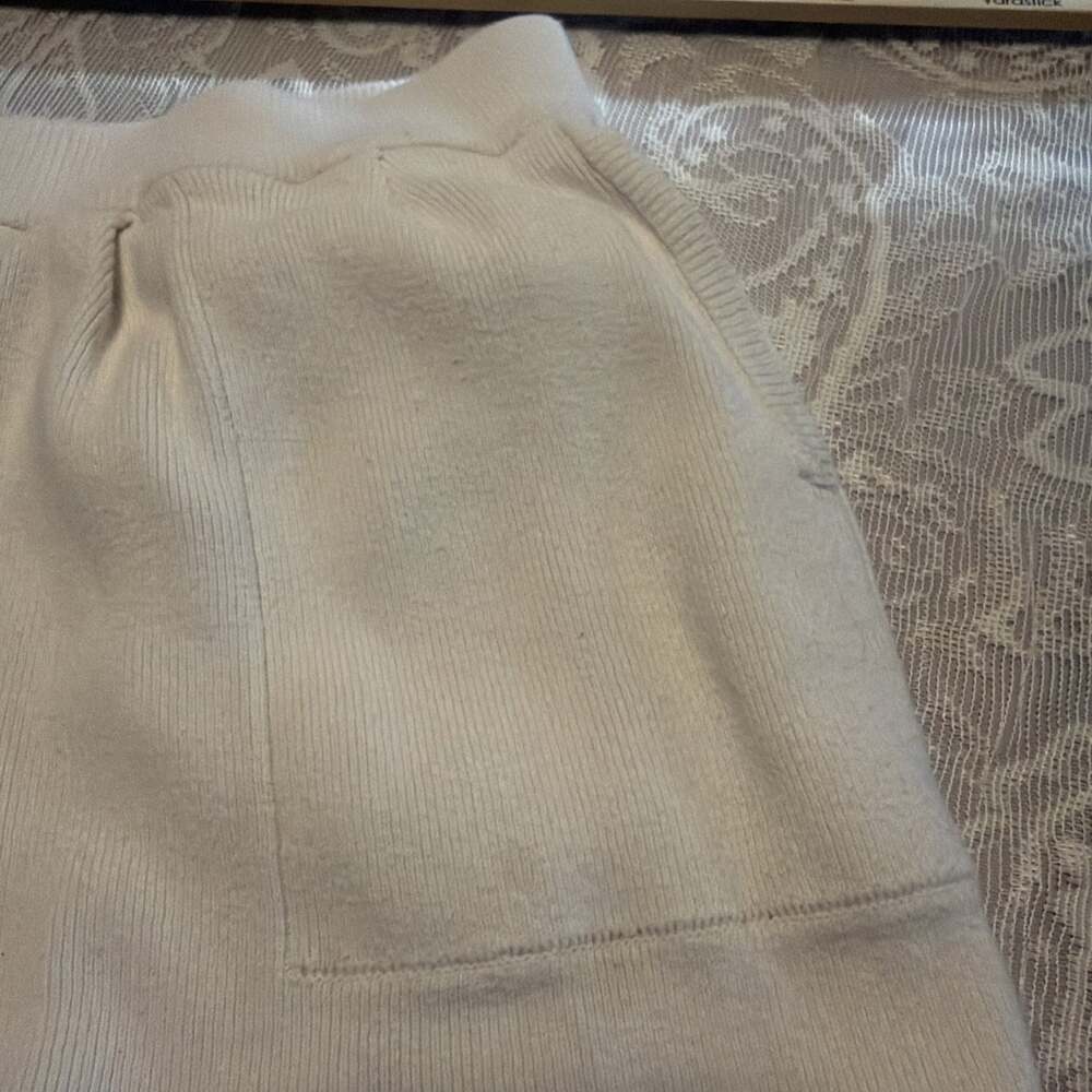 Unisex Oversized Cream Colored Sweatpants Wide Legs Large Pockets, XL 28/23 - Picture 4 of 5